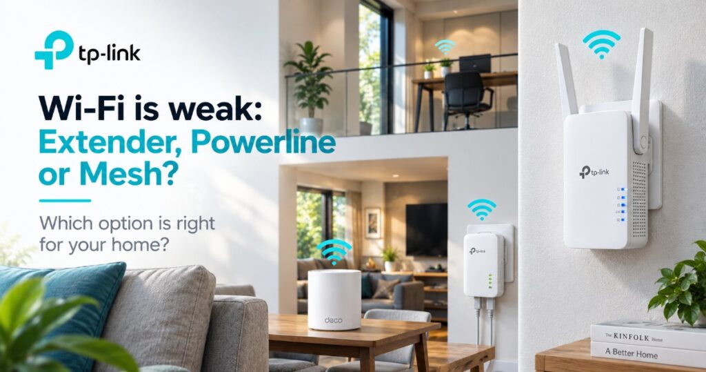 TP-Link Wi-Fi extender, powerline adapter and Deco mesh at home